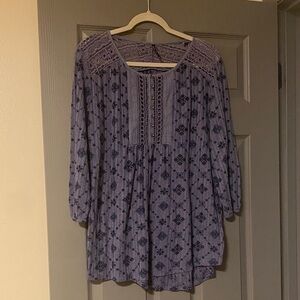Purple Patterned Long Sleeve Sheer Blouse North River 1X